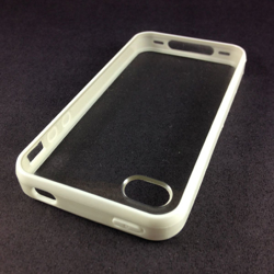 Imagem de Capa para iPhone 4 e 4S de TPU com Traseira de Acrílico Transparente - Branca