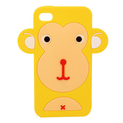 Imagem de Capa para iPhone 4 e 4S de Silicone 3D Macaco - Amarelo