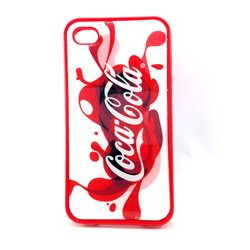 Imagem de Capa para iPhone 4 e 4S de TPU Vermelho - Coca Cola Branca