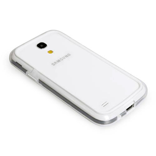 Imagem de Bumper para Galaxy S4 Mini i9190 de TPU com Plástico - Branco com Transparente