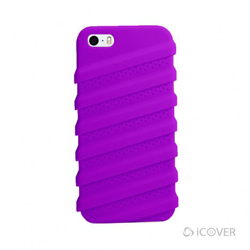 Imagem de Capa para iPhone 5 e 5S de Silicone com Película - iCover Tractor | Roxa