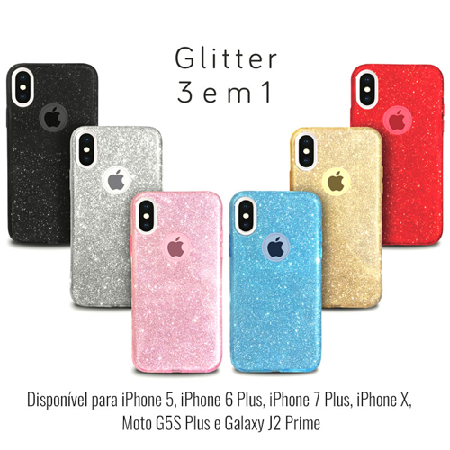 Imagem de Capa para Moto G5S Plus de Plástico com Glitter