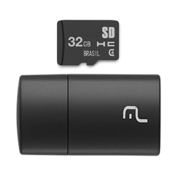 Imagem de Pen Drive 2 em 1 Leitor USB + Cartão de Memória Classe 4 32GB - Preto | Multilaser